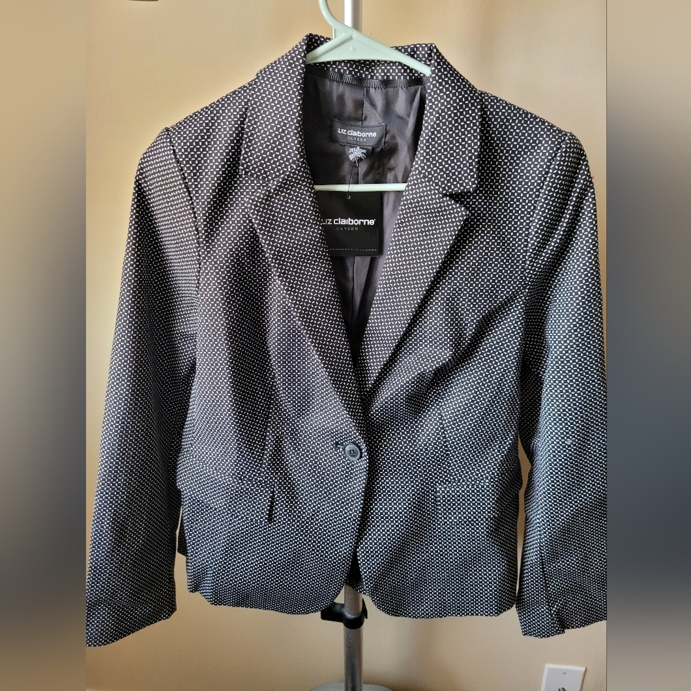Liz Claiborne Black + White Blazer NWT